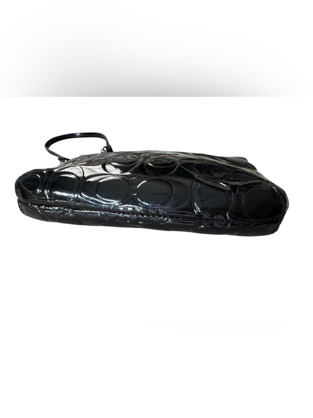 Coach Black Patent Embossed Signature Wristlet - Picture 5 of 7